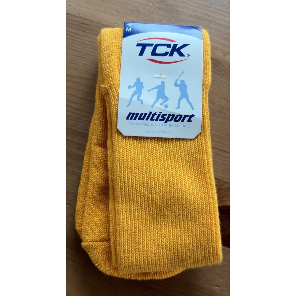 TCK Gold Multisport Athletic Socks Size Medium Crew Soccer Football Baseball NWT